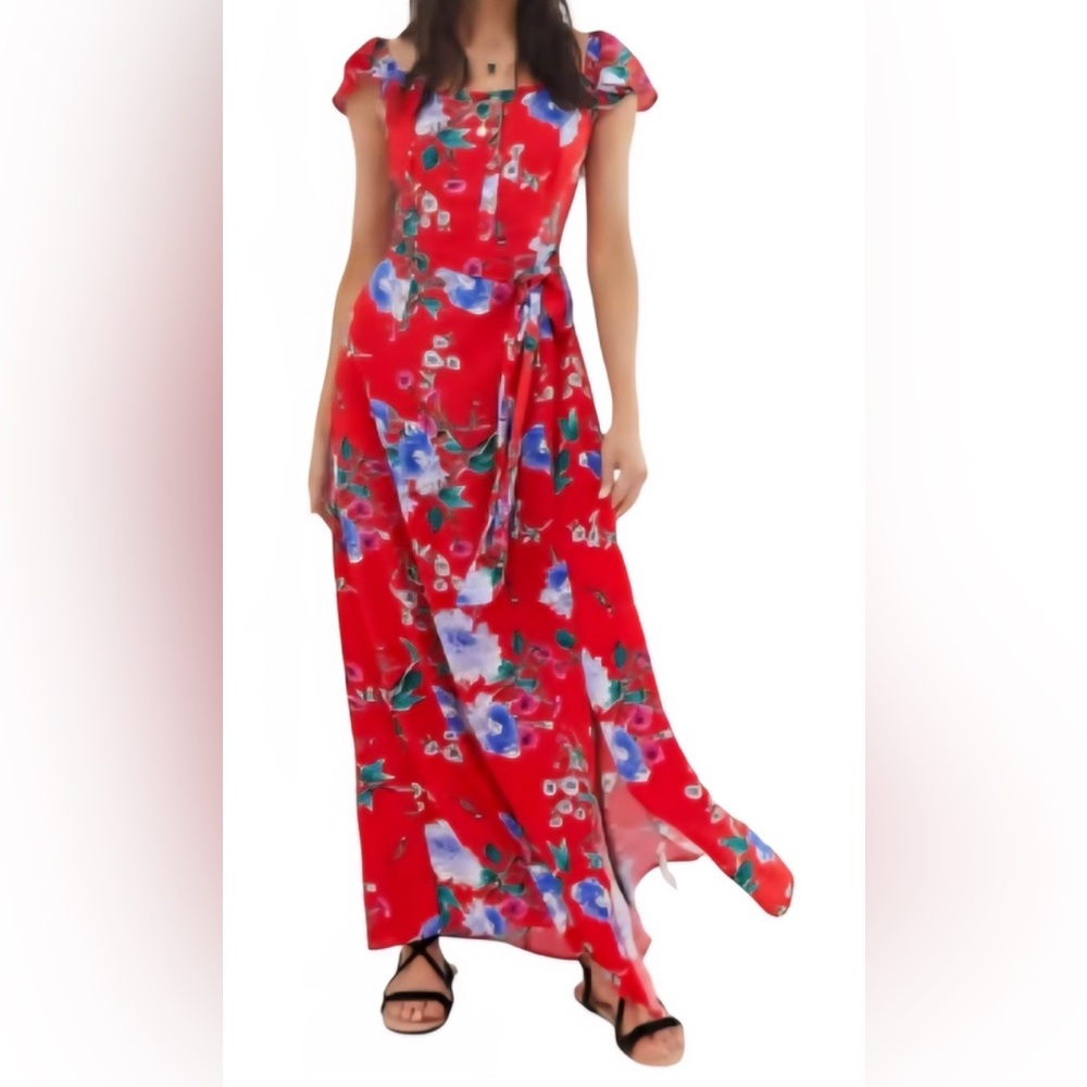 Band of Gypsies Red Floral Maxi Dress